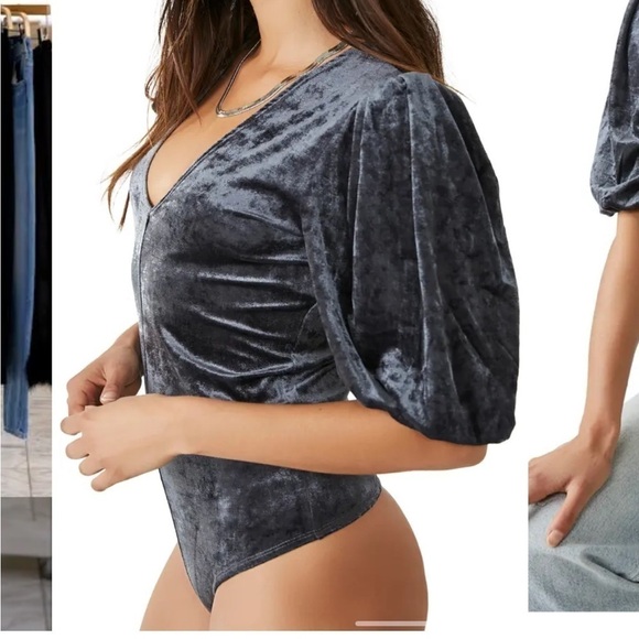 Free People Don’t You Wish‎ Velvet Bodysuit Sunflower Seed - Picture 2 of 8